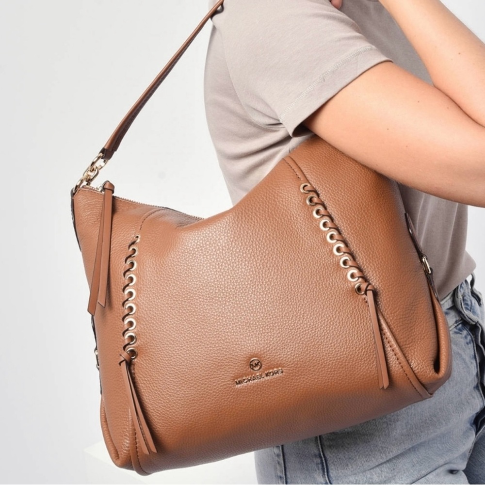 Michael Kors Sia Tan Leather Hobo Bag